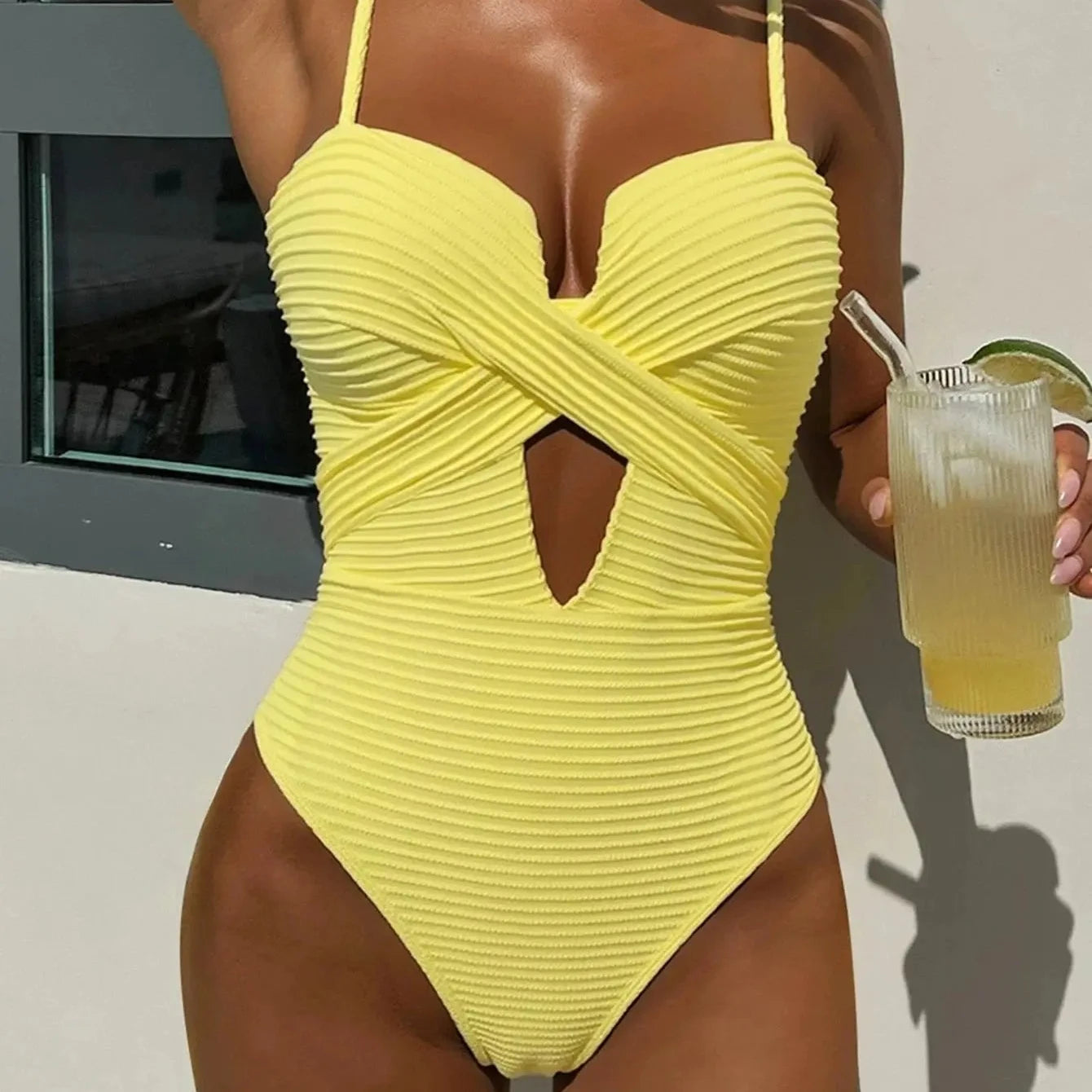 Maillot de bain gainant jaune